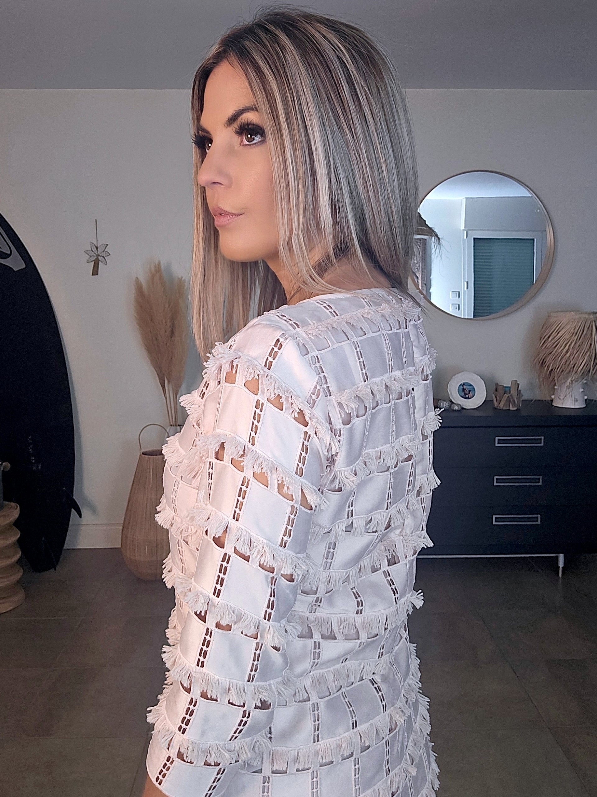 Robe rose plumetis