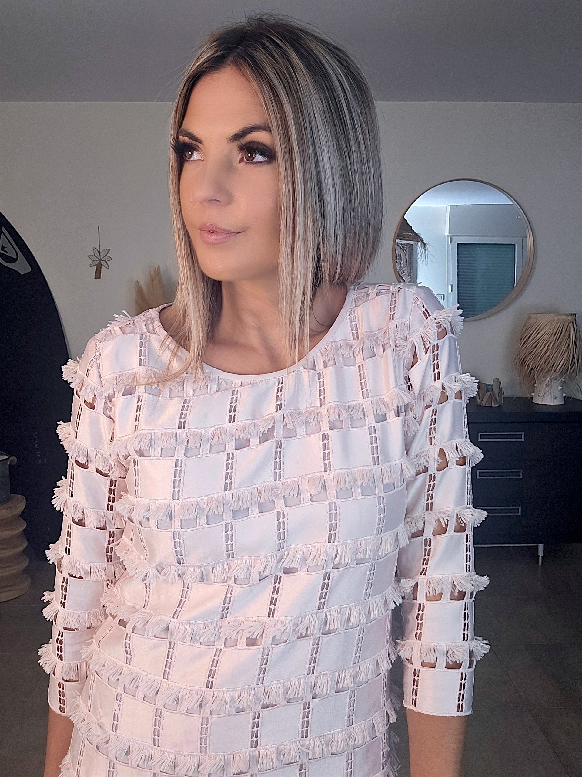 Robe rose plumetis