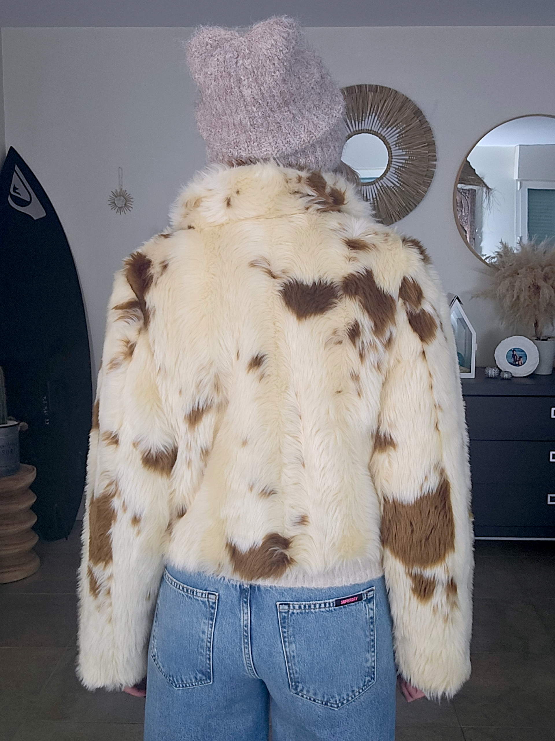 Bomber beige à imprimé animal