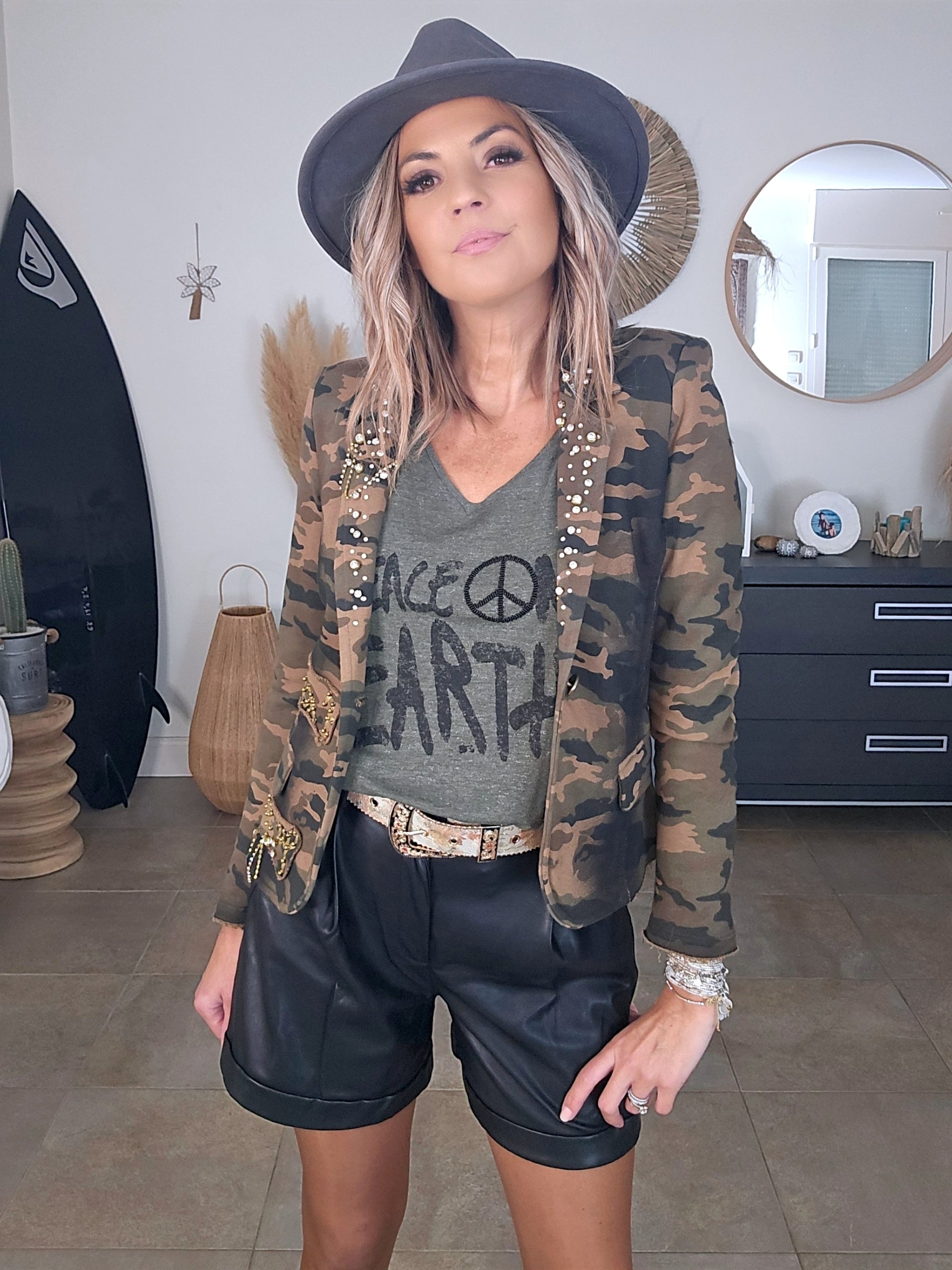 Veste cintrée camouflage kaki