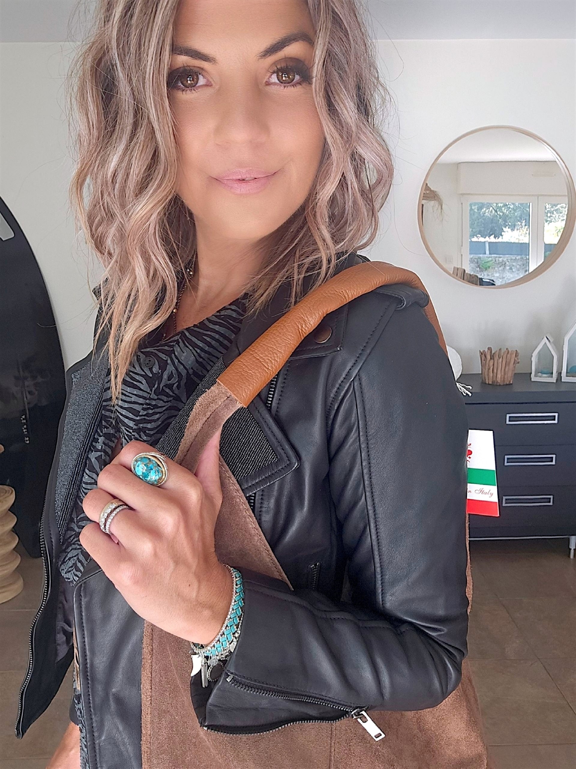 Sac à épaule XL 100% cuir taupe