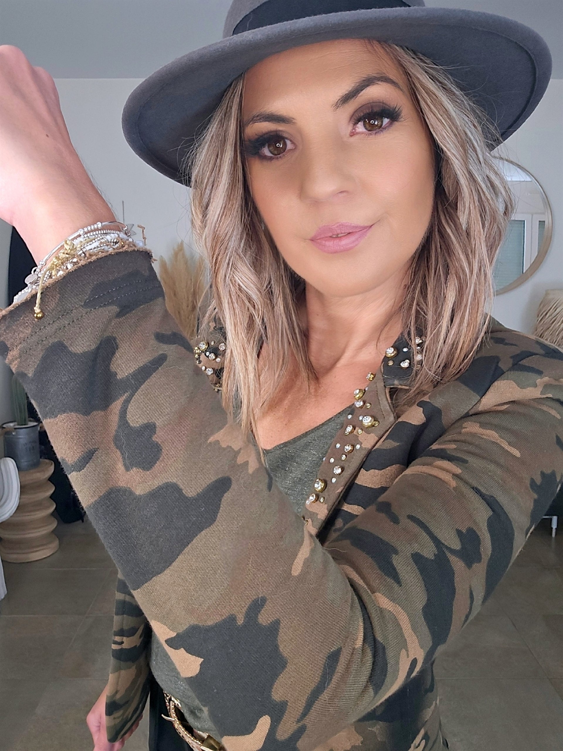 Veste cintrée camouflage kaki