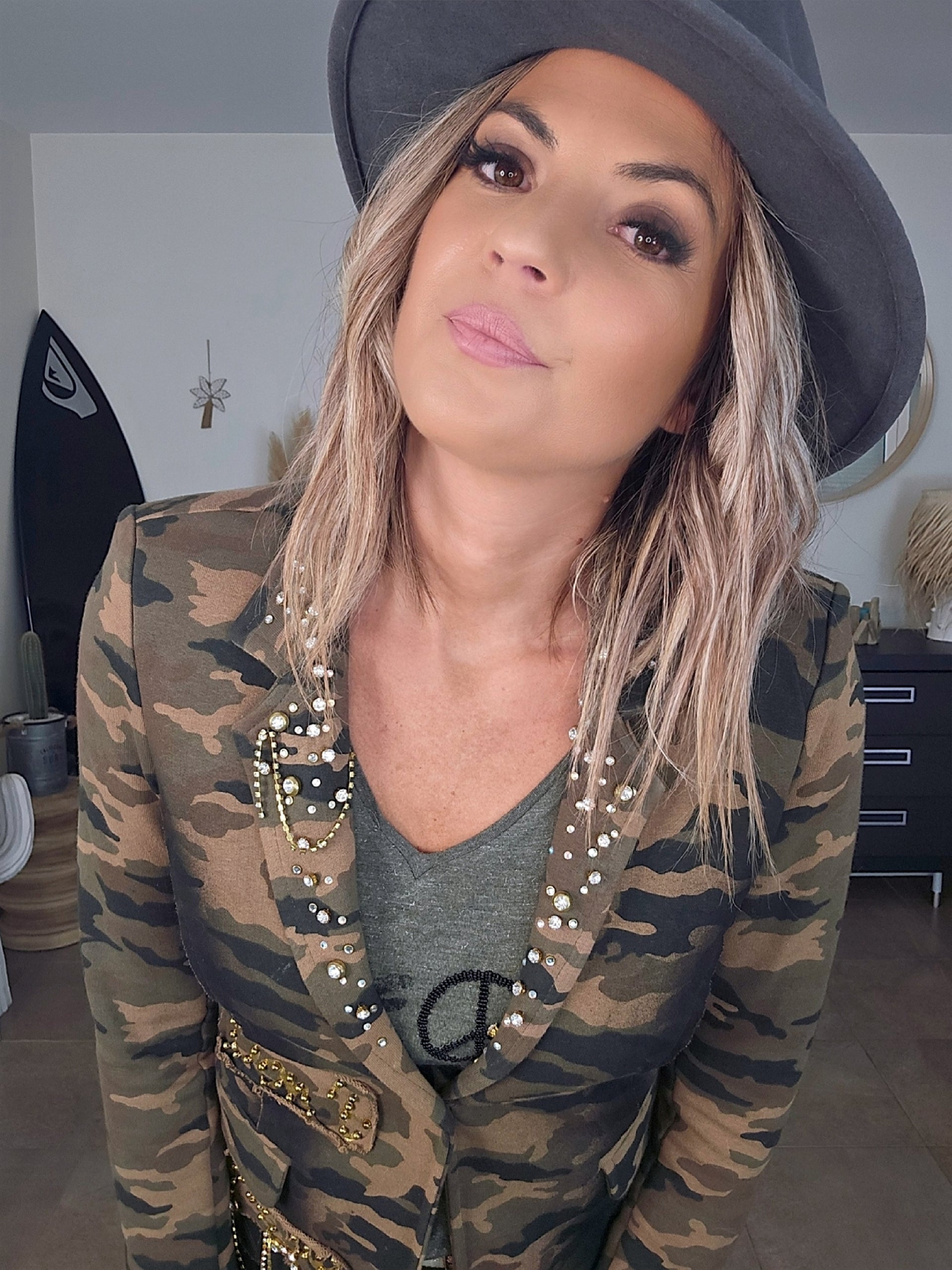 Veste cintrée camouflage kaki