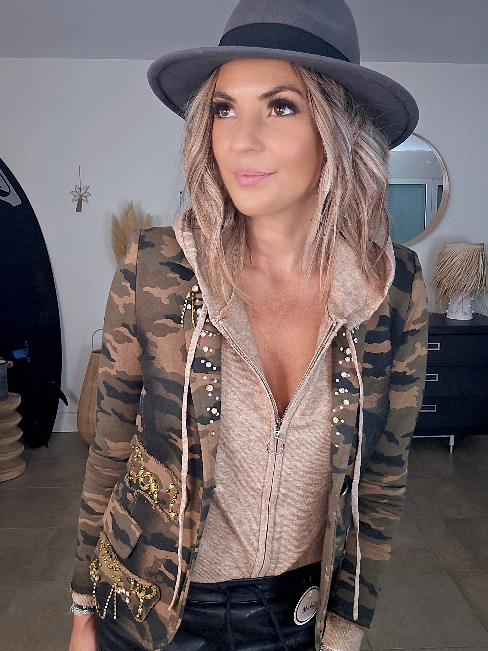 Veste cintrée camouflage kaki