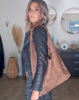 Sac à épaule XL 100% cuir taupe