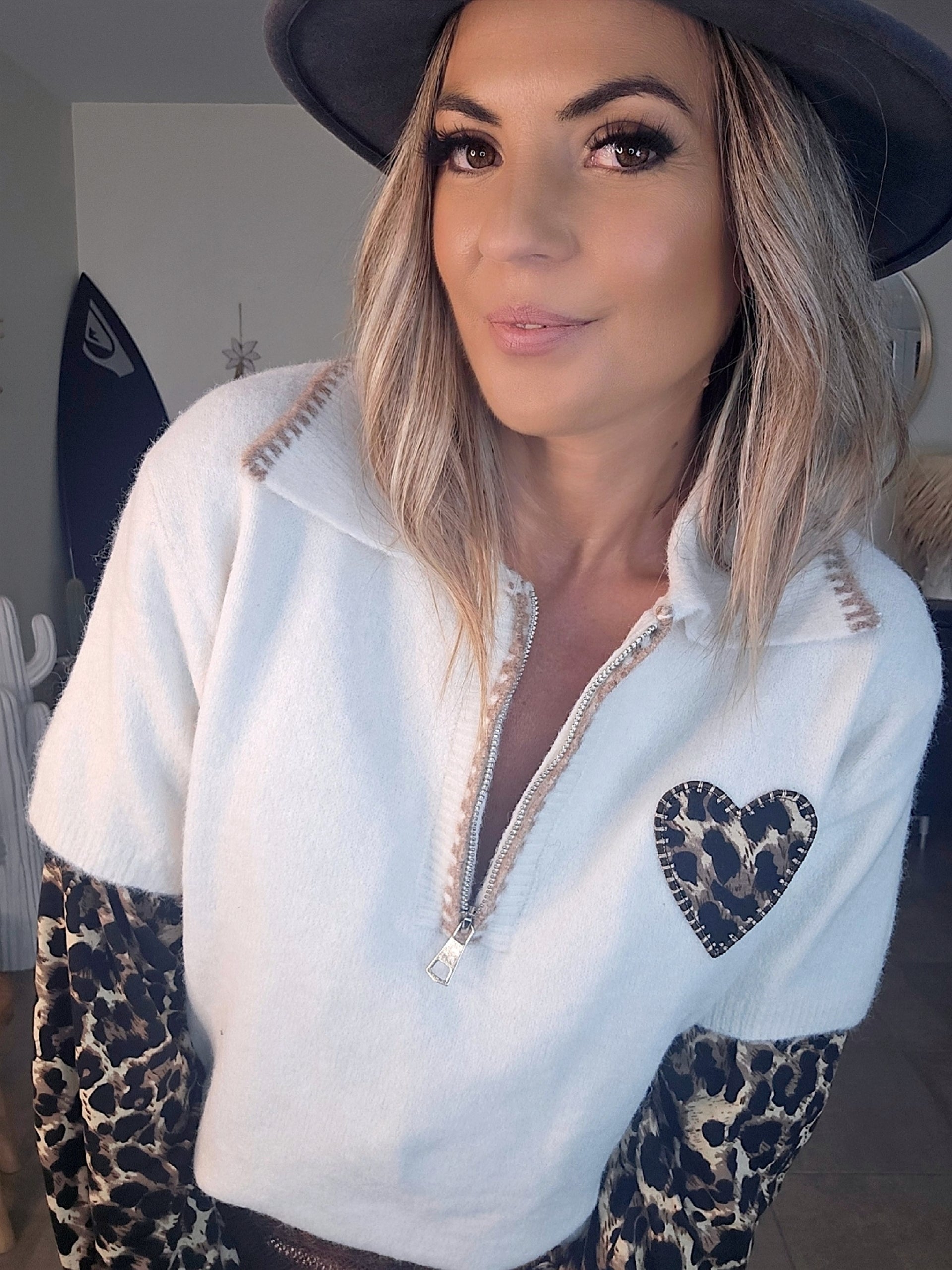 Pull chaud amour léopard