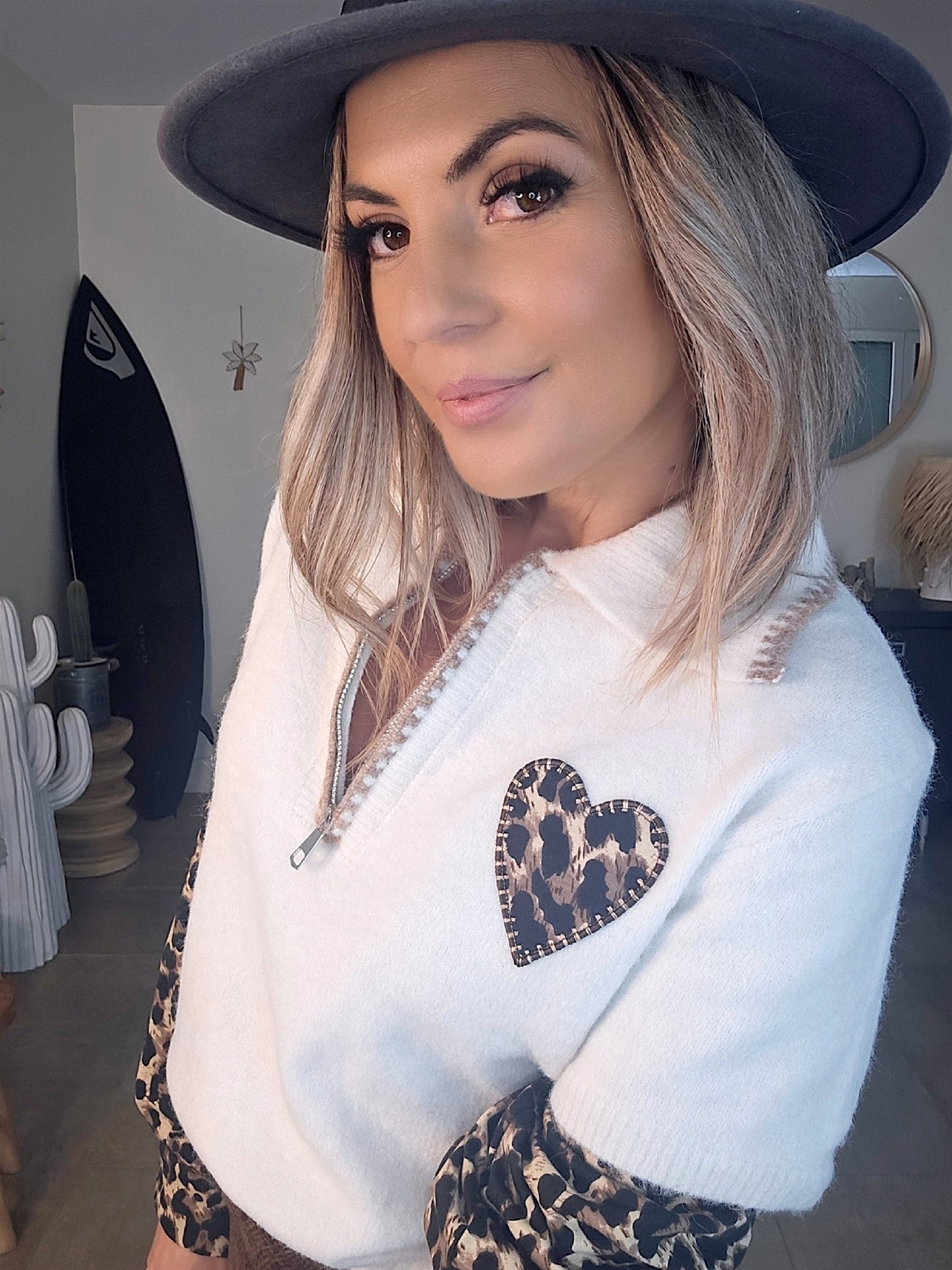 Pull chaud amour léopard