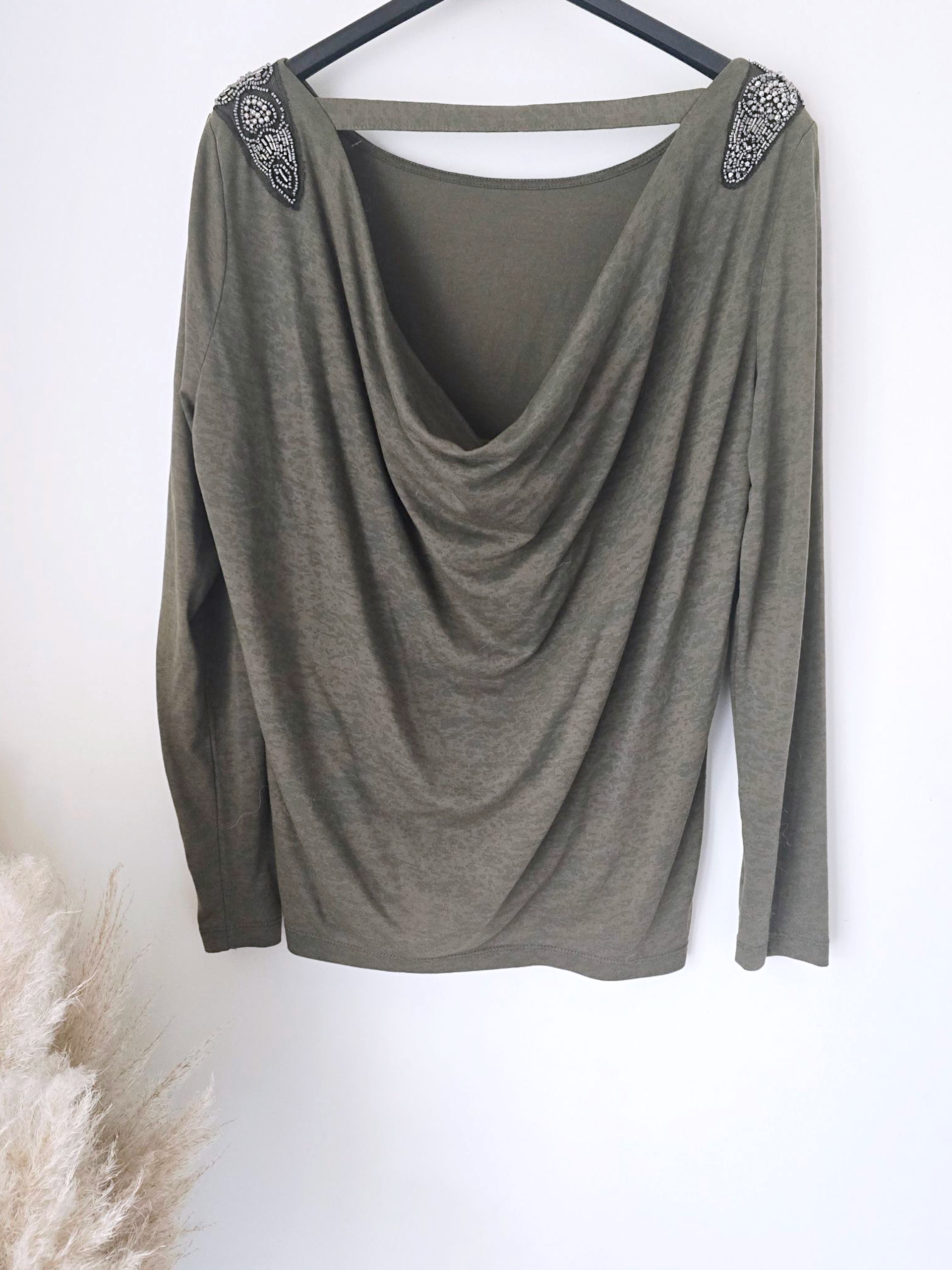 T-shirt kaki bijoux perles