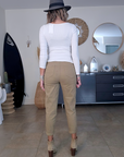 Pantalon jeeging beige foncé