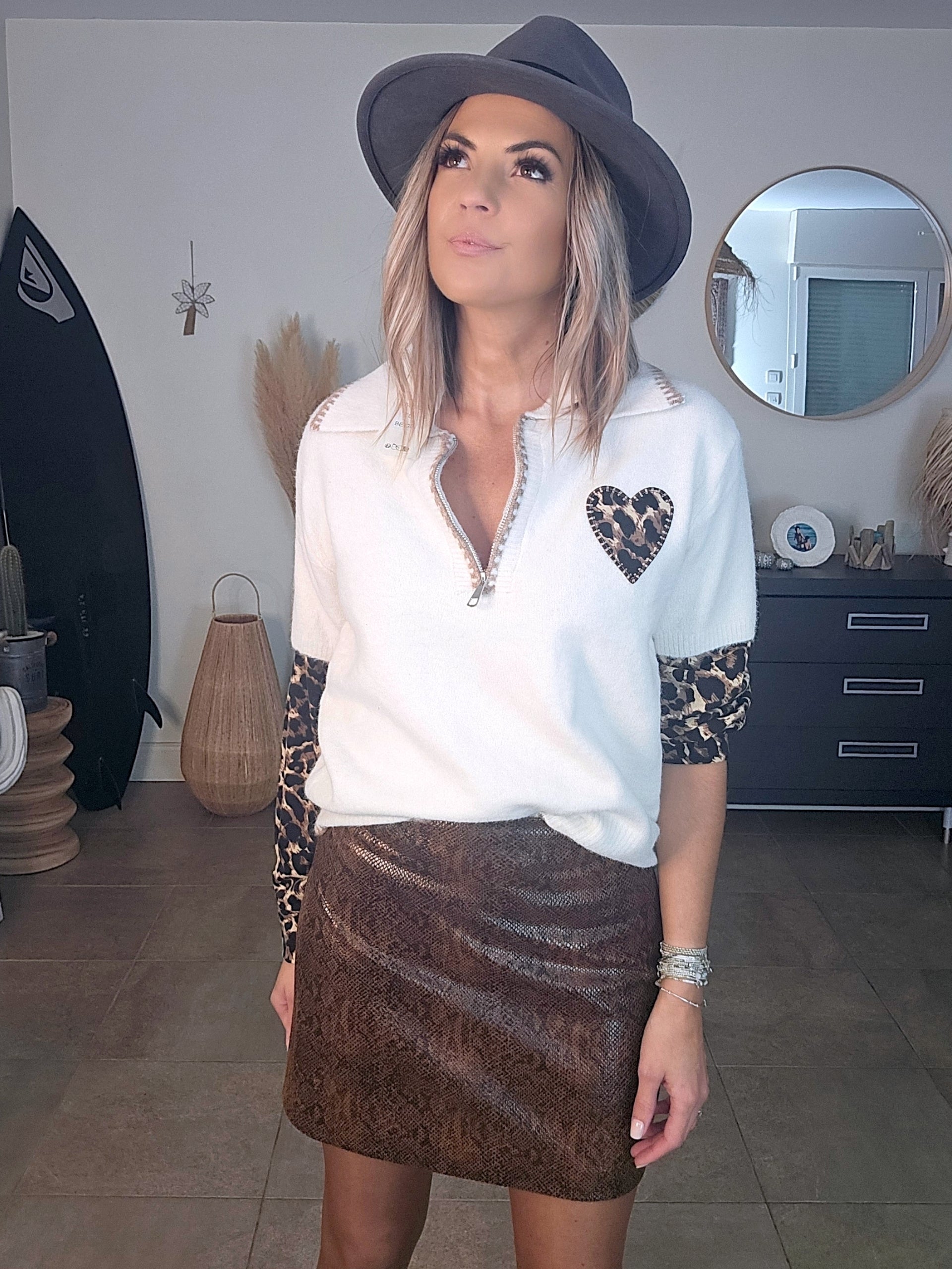 Pull chaud amour léopard