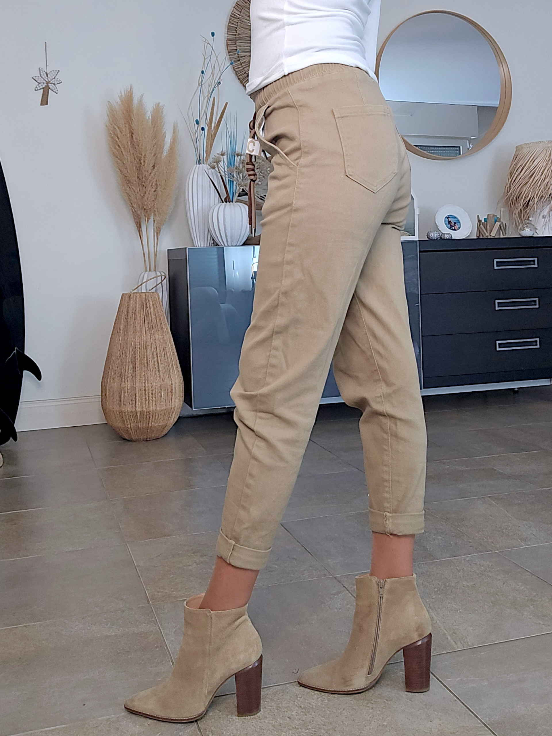Pantalon jeeging beige foncé