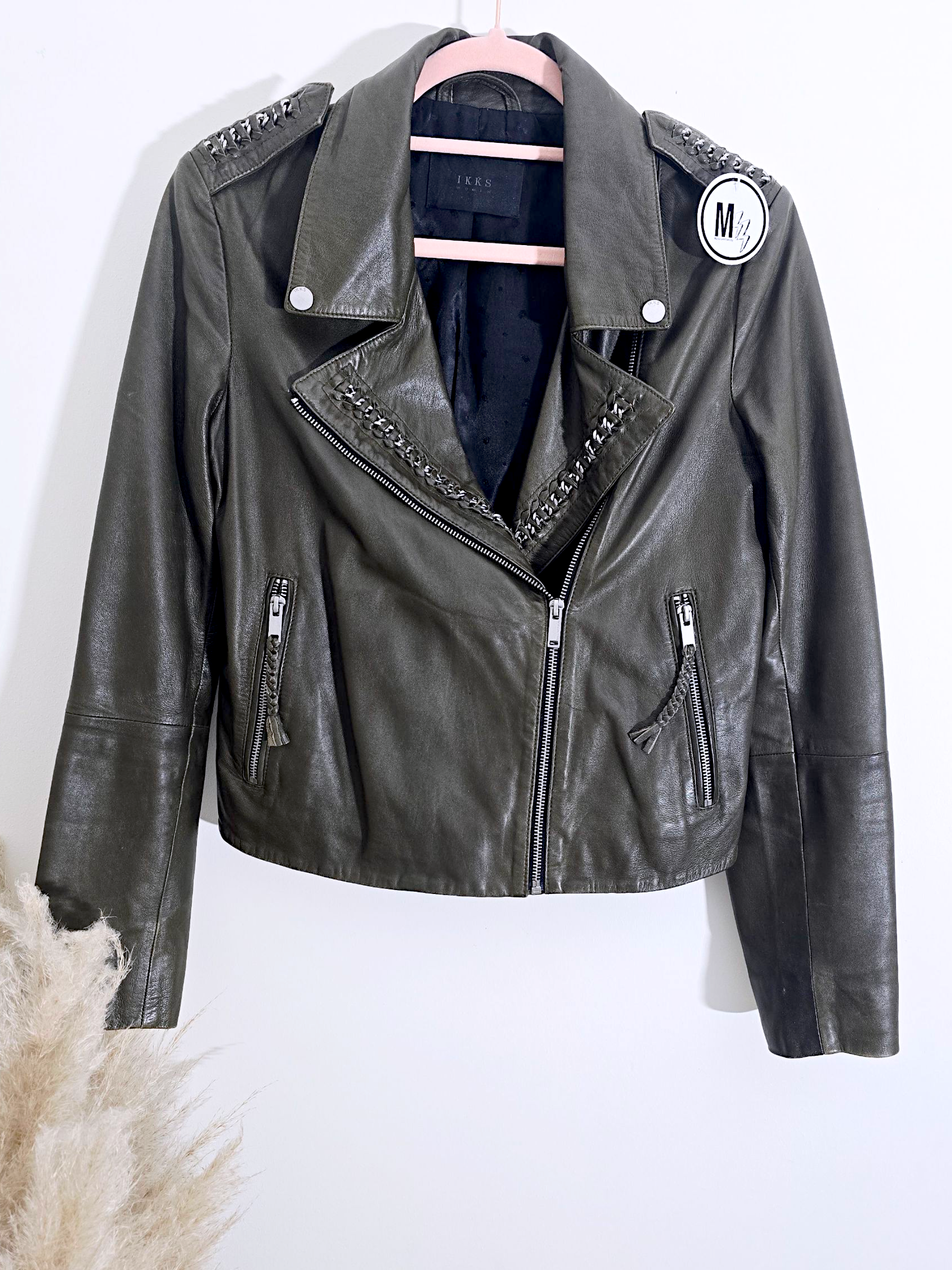 Perfecto kaki cuir véritable