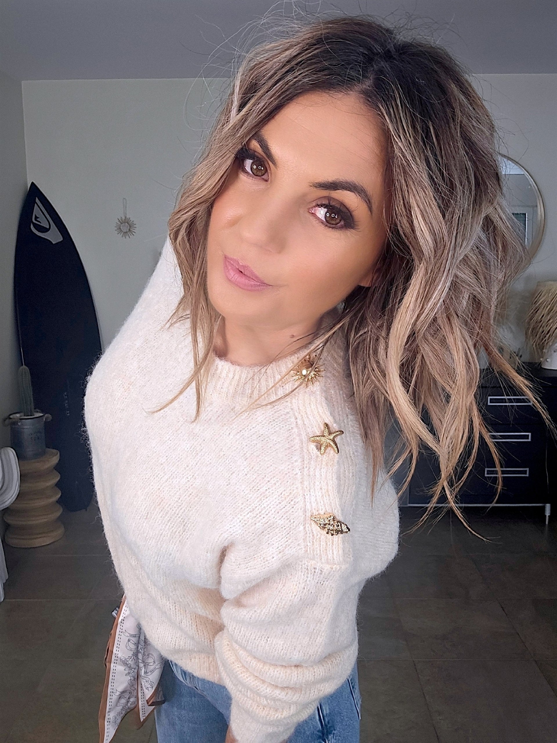 Pull beige à maille chaude