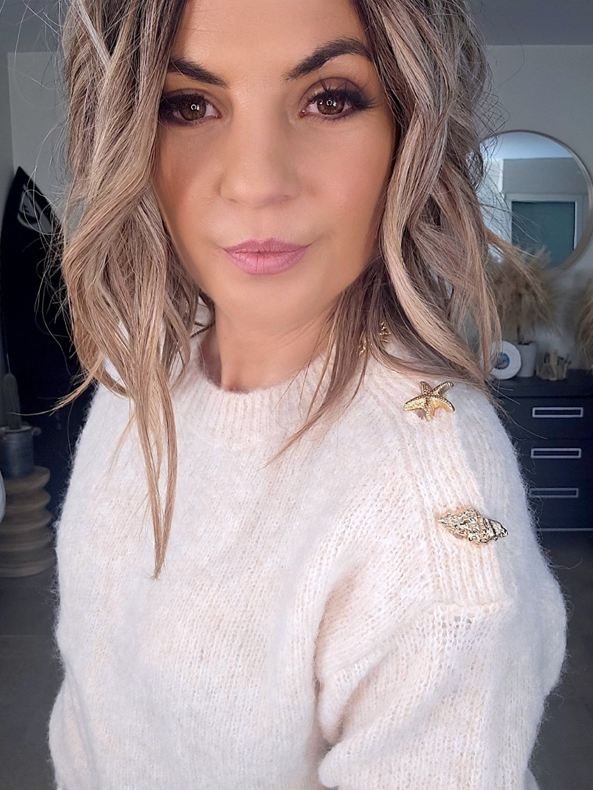 Pull beige à maille chaude