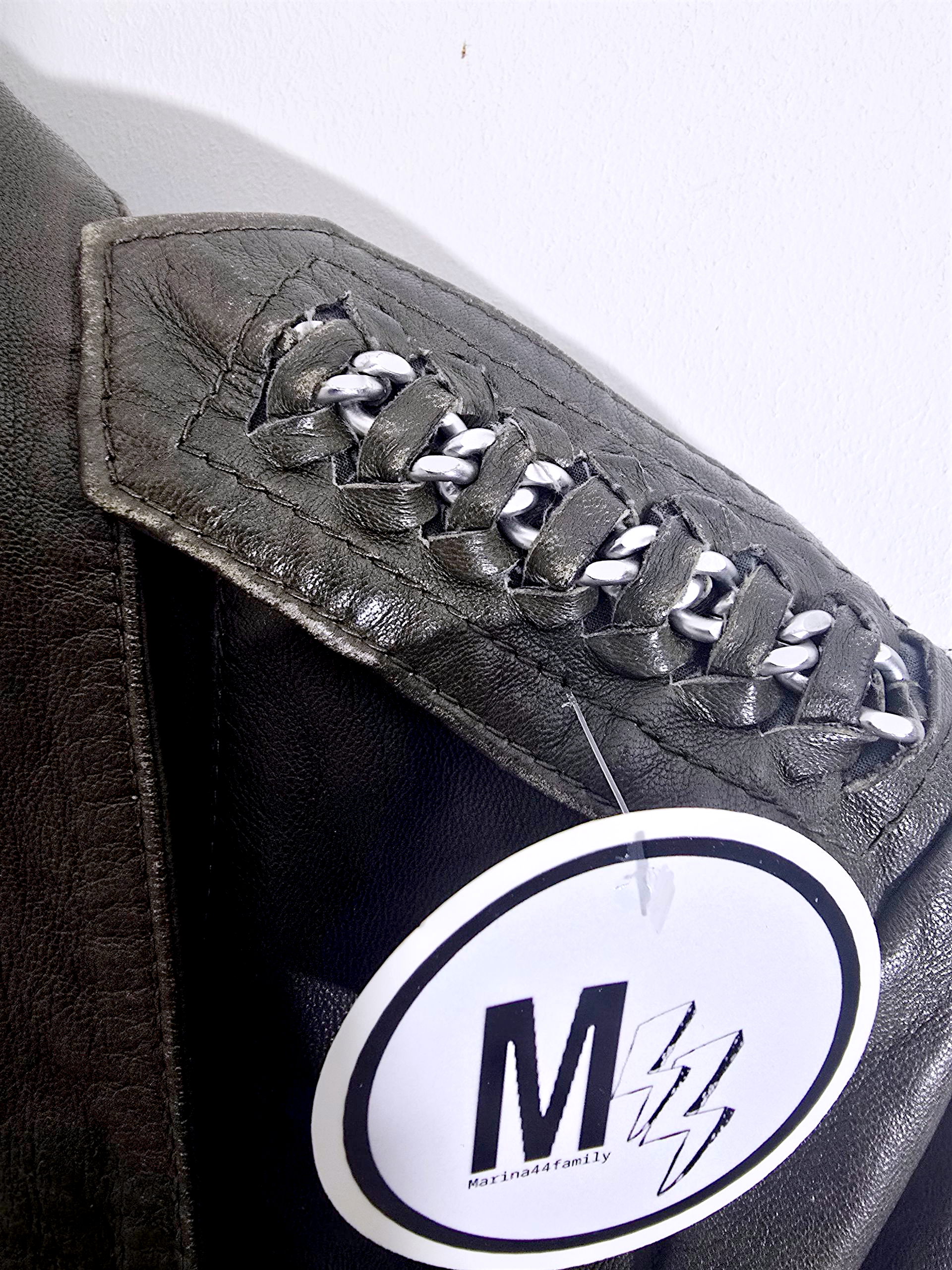 Perfecto kaki cuir véritable