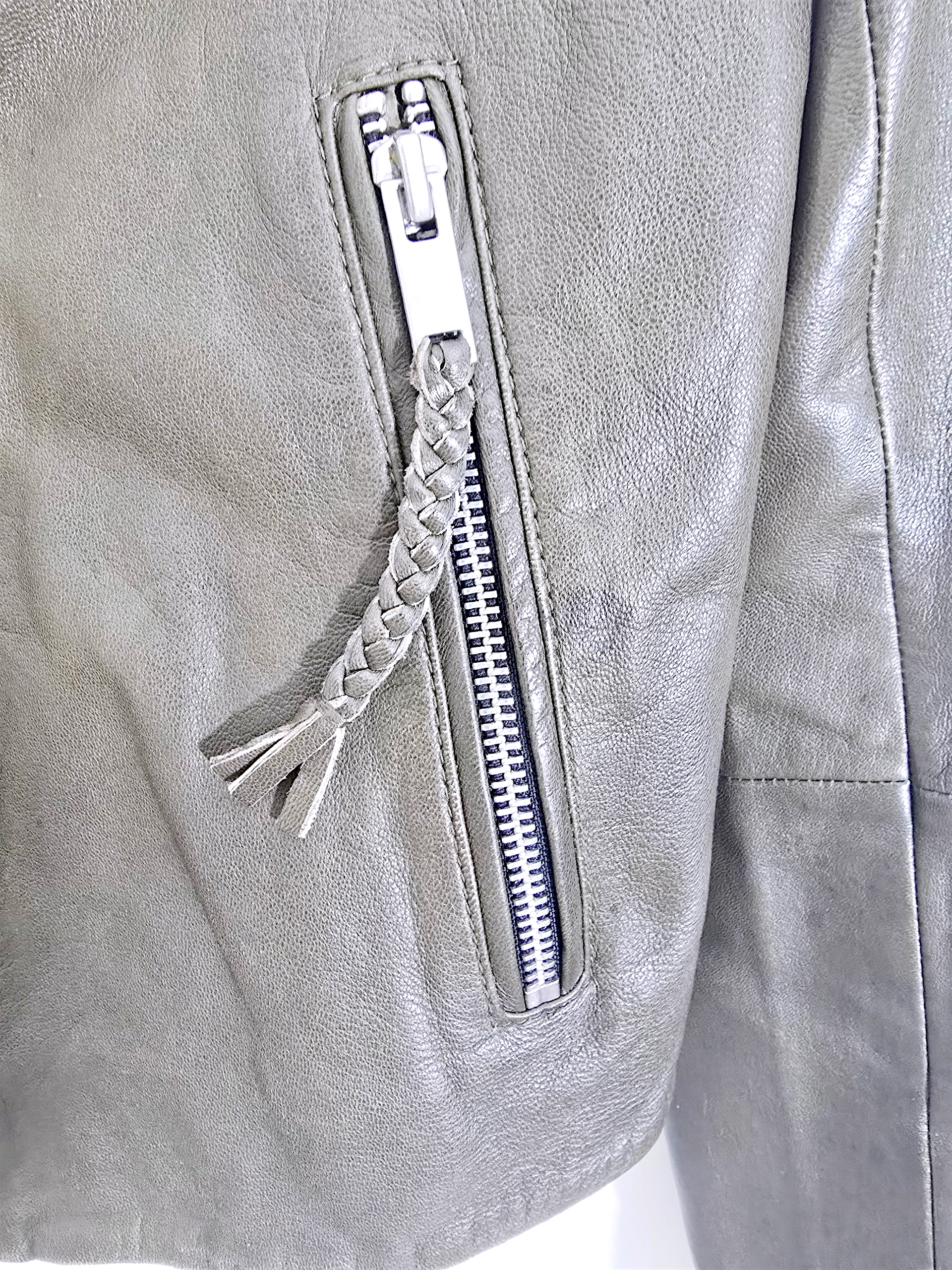 Perfecto kaki cuir véritable