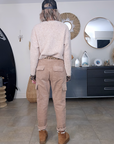 Pantalon cargo velours beige