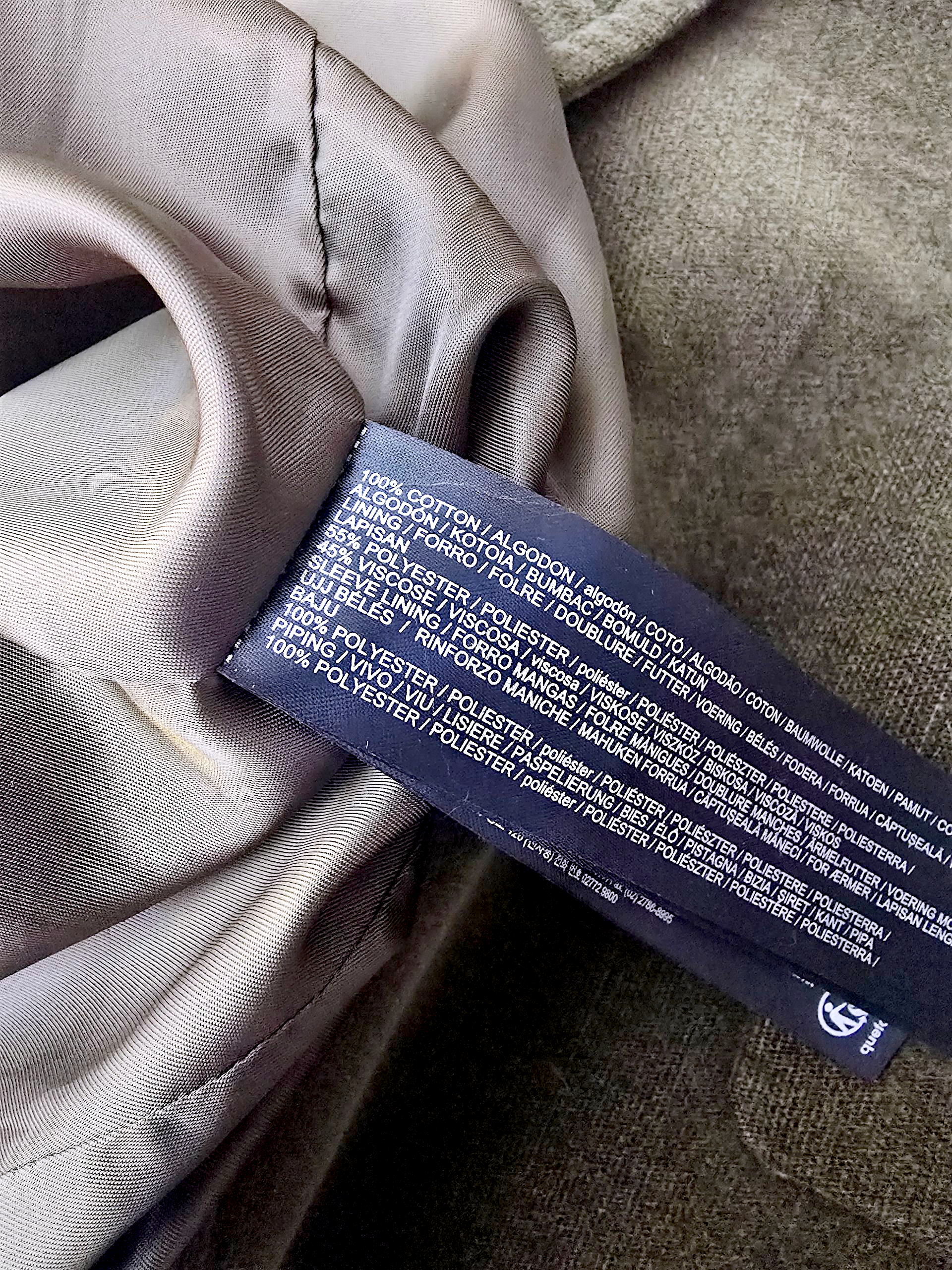 Veste velours ras kaki