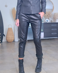 Jeeging noir 100% cuir