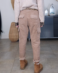 Pantalon cargo velours beige