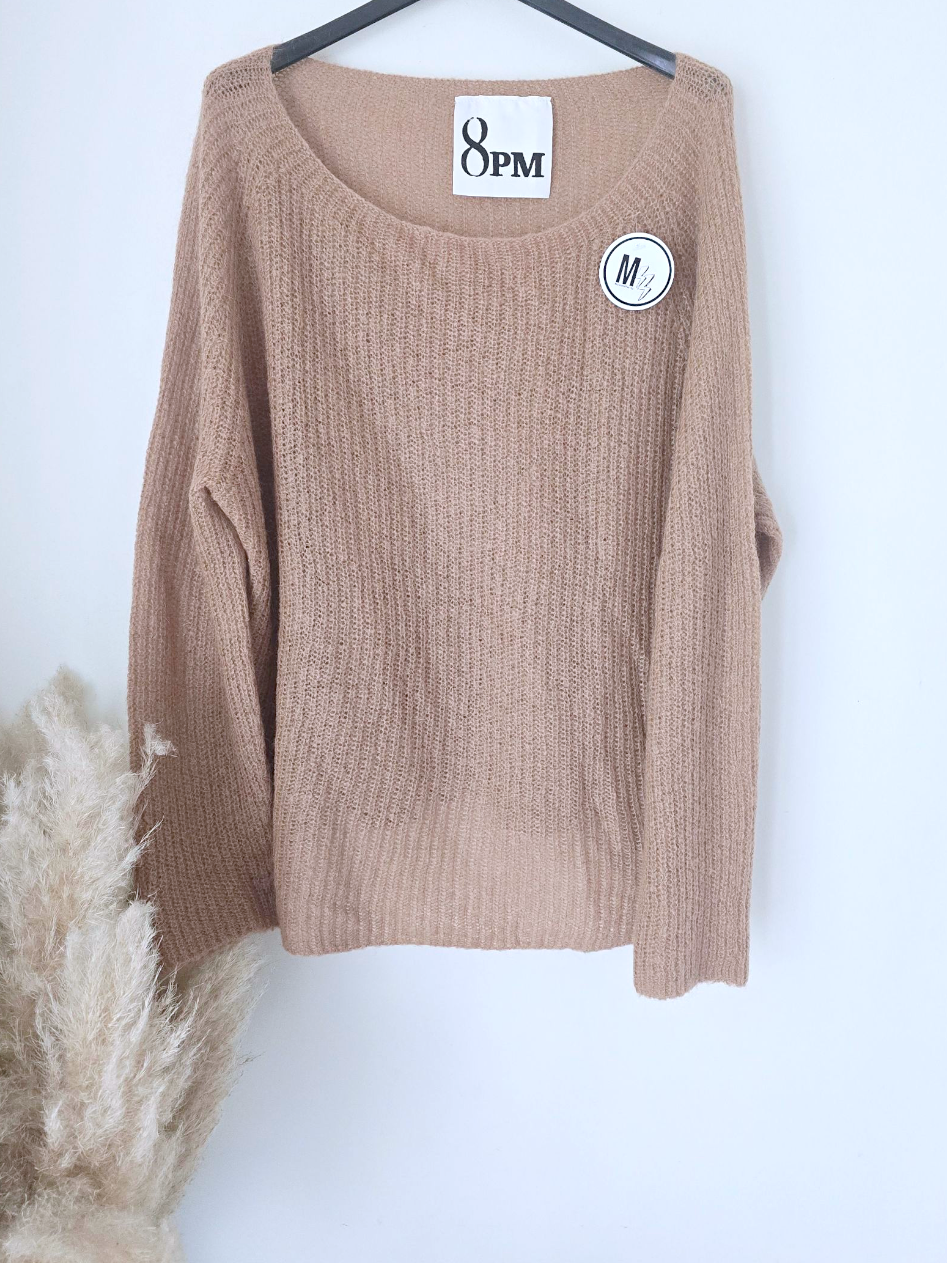 Pull doux ajouré beige foncé