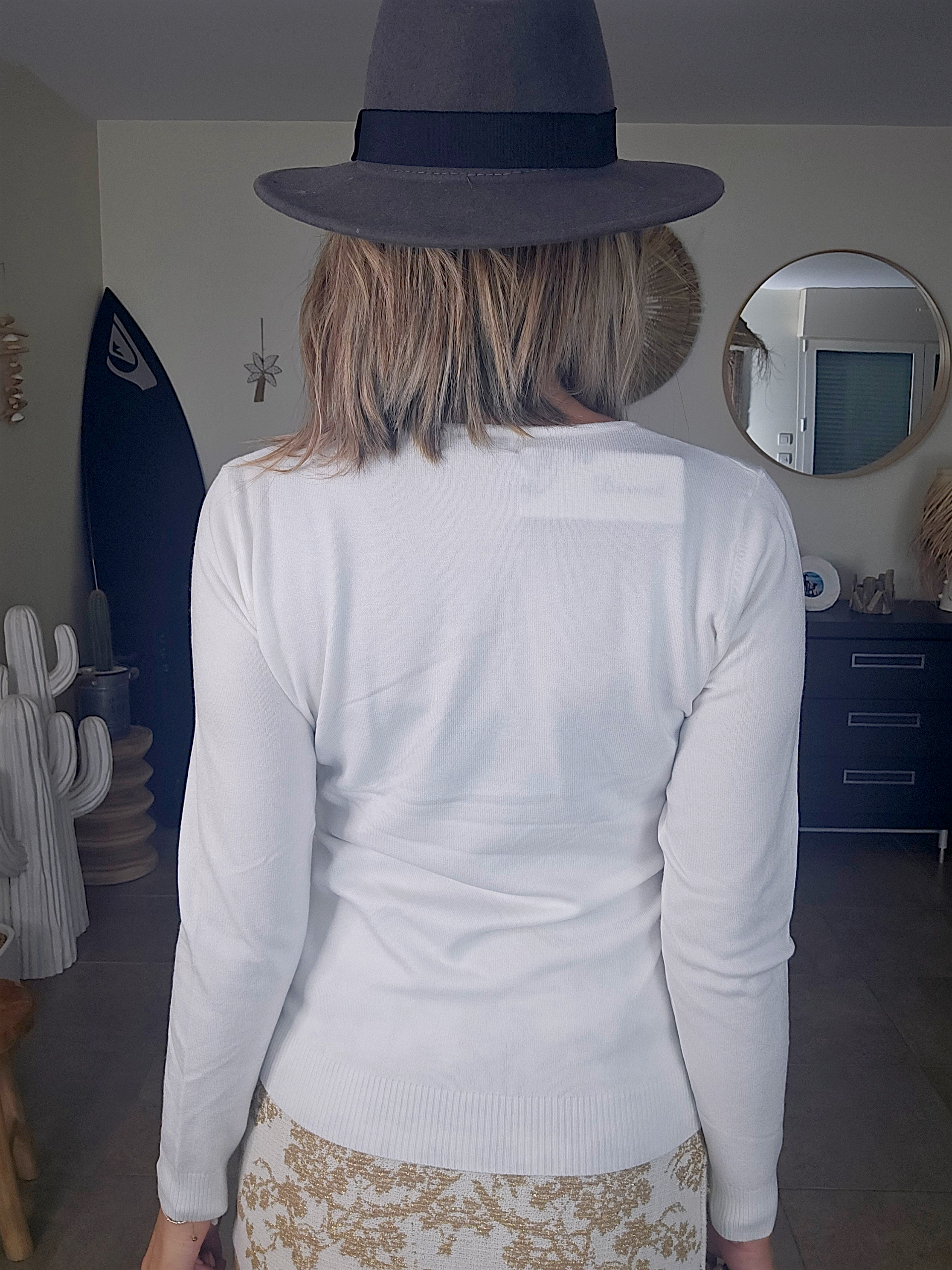 Pull blanc maille fine