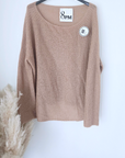 Pull doux ajouré beige foncé