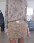 Ceinture élastique beige à boucle dorée