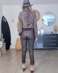 Pantalon slim huilé marron