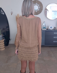 Robe Sharon bi-matière beige