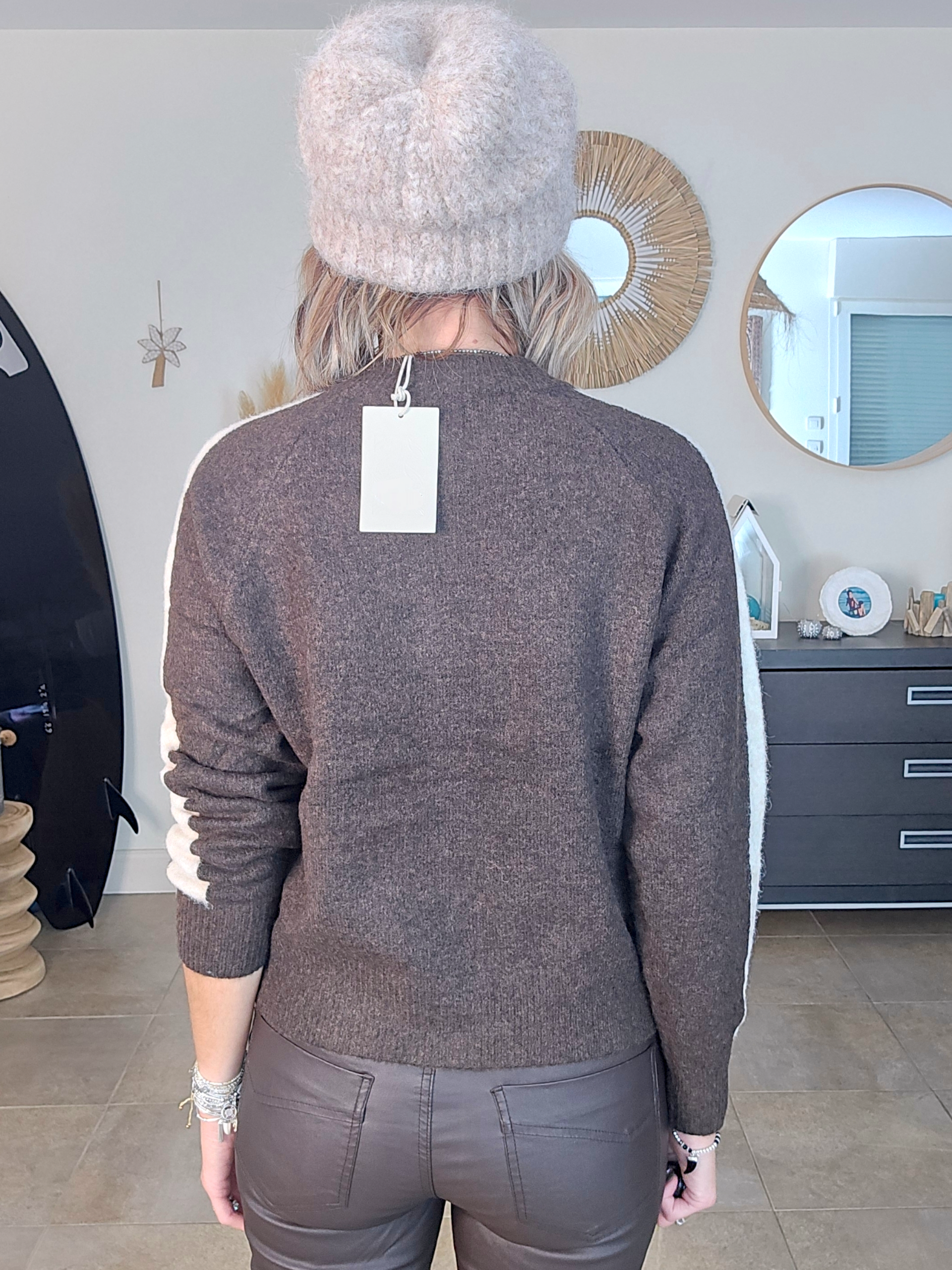 Bonnet chaud beige chiné