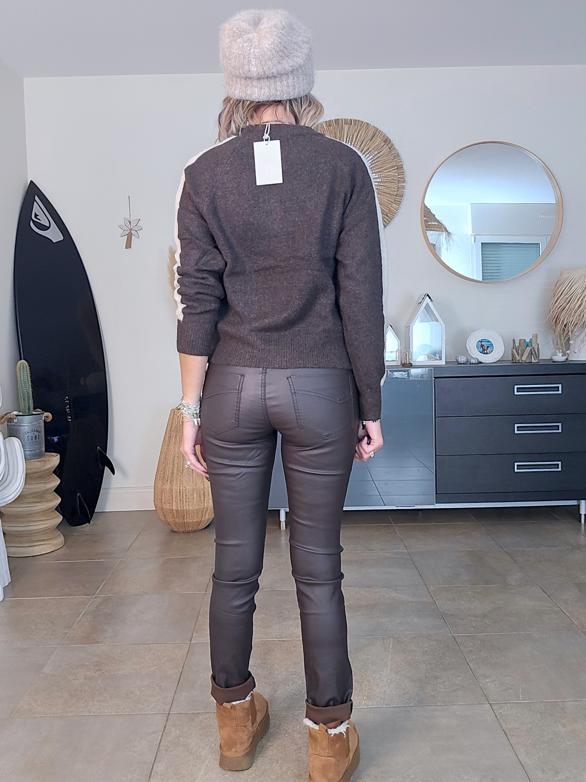 Cardigan love marron