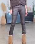 Pantalon slim huilé marron