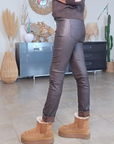 Pantalon slim huilé marron
