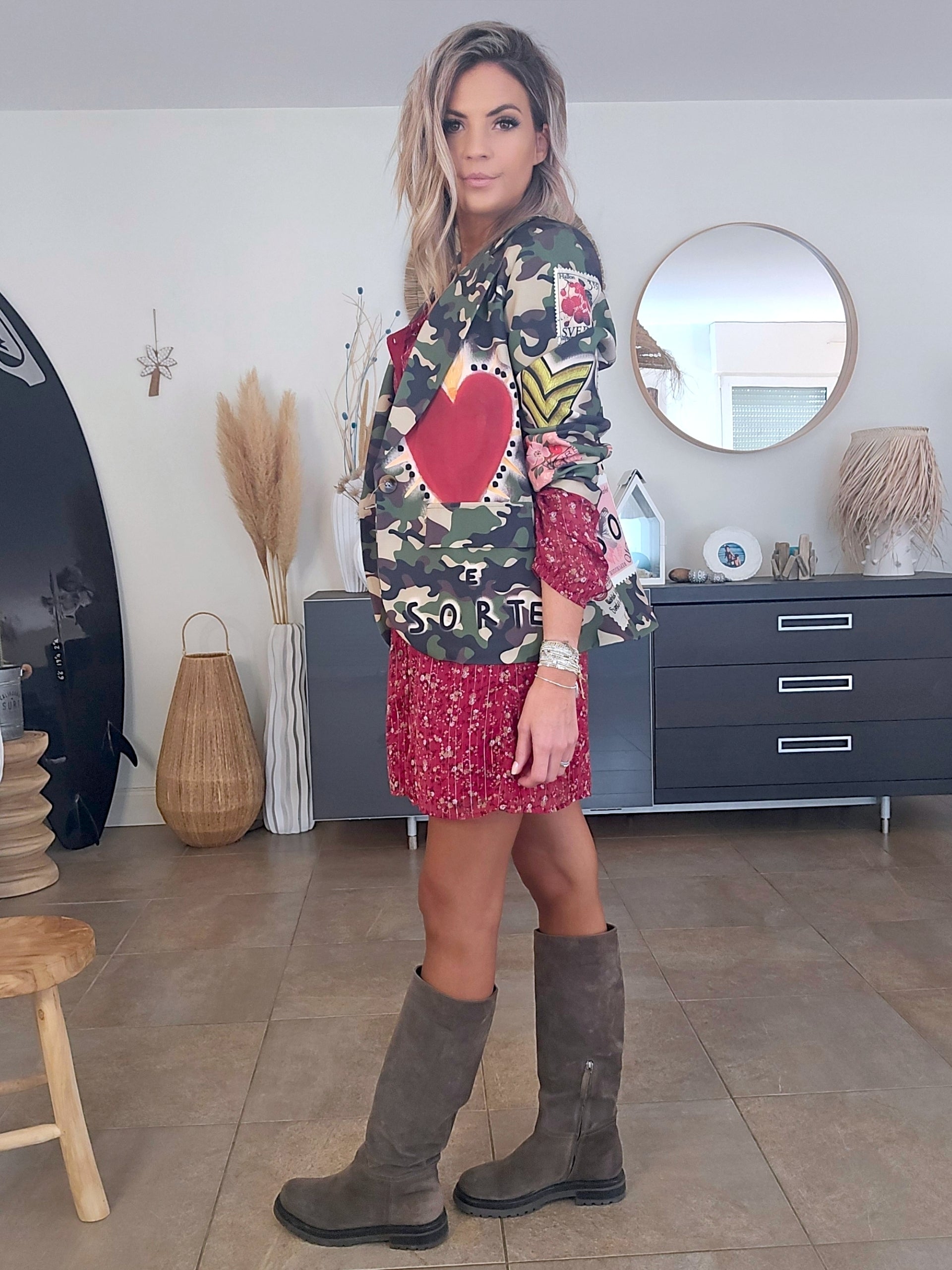 Blazer camouflage à inscriptions - 𝐌𝐚𝐫𝐢𝐧𝐚𝟒𝟒𝐟𝐚𝐦𝐢𝐥𝐲