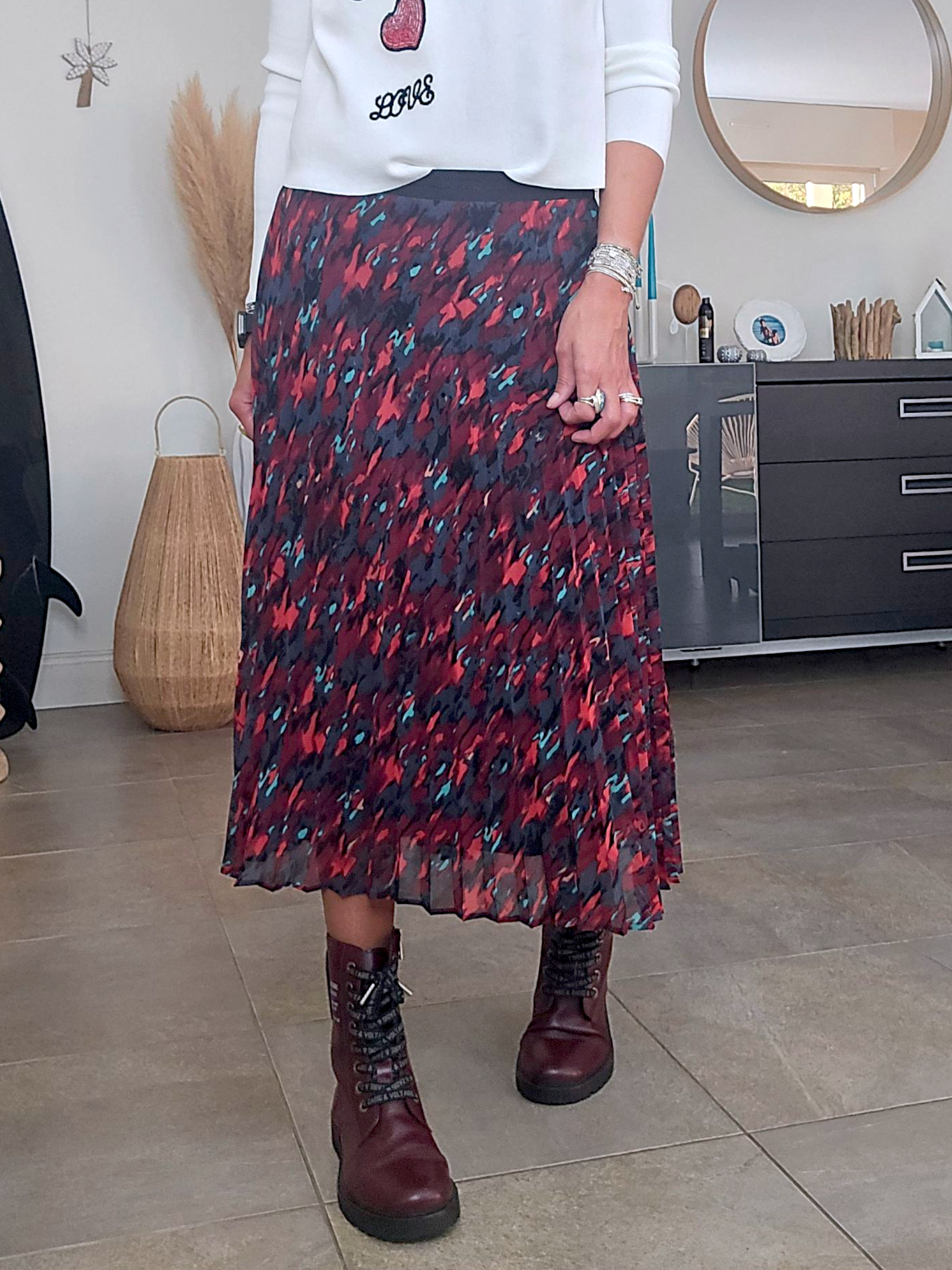 Jupe camouflage bordeaux