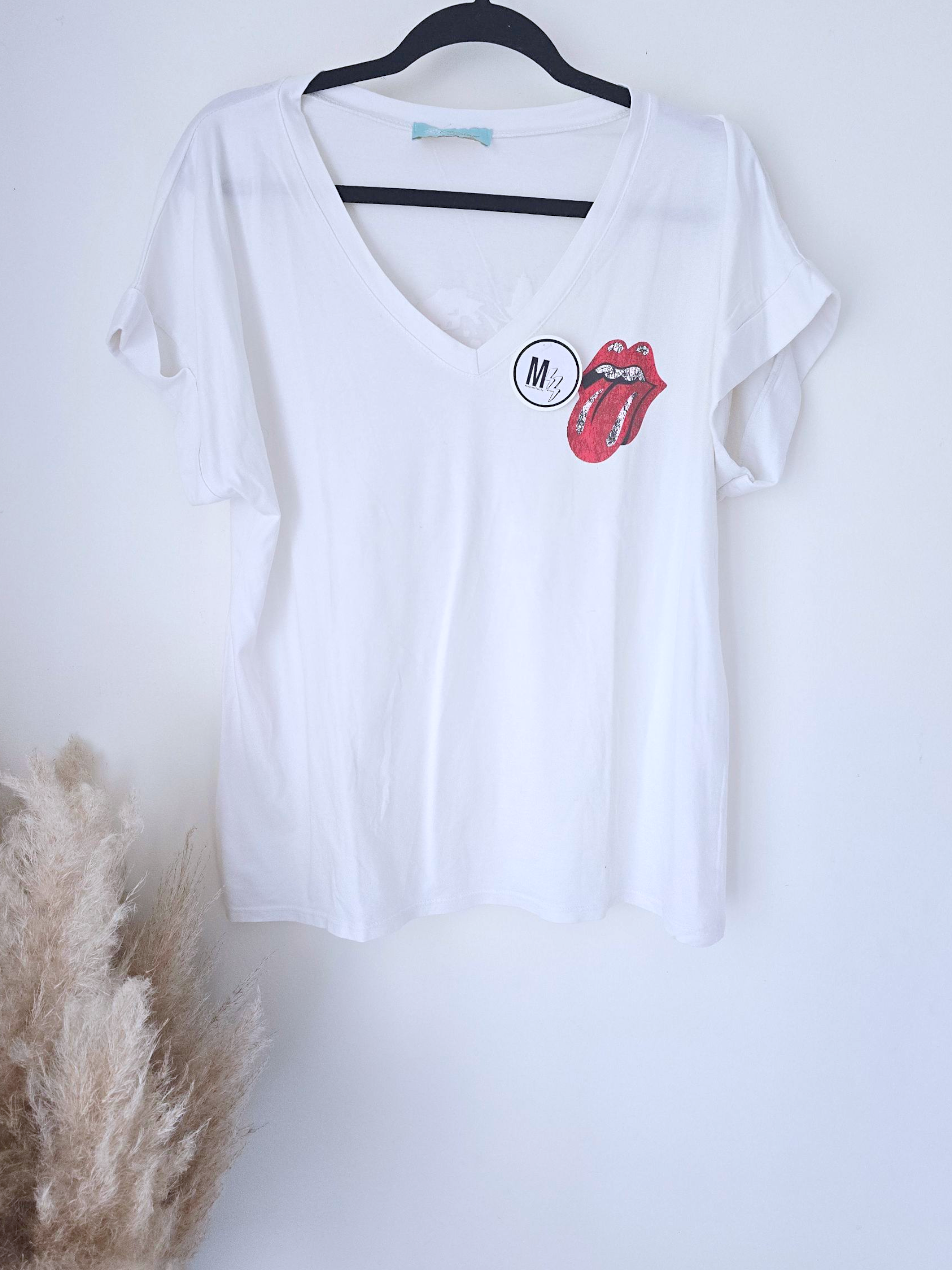 T-shirt blanc Rolling Stone