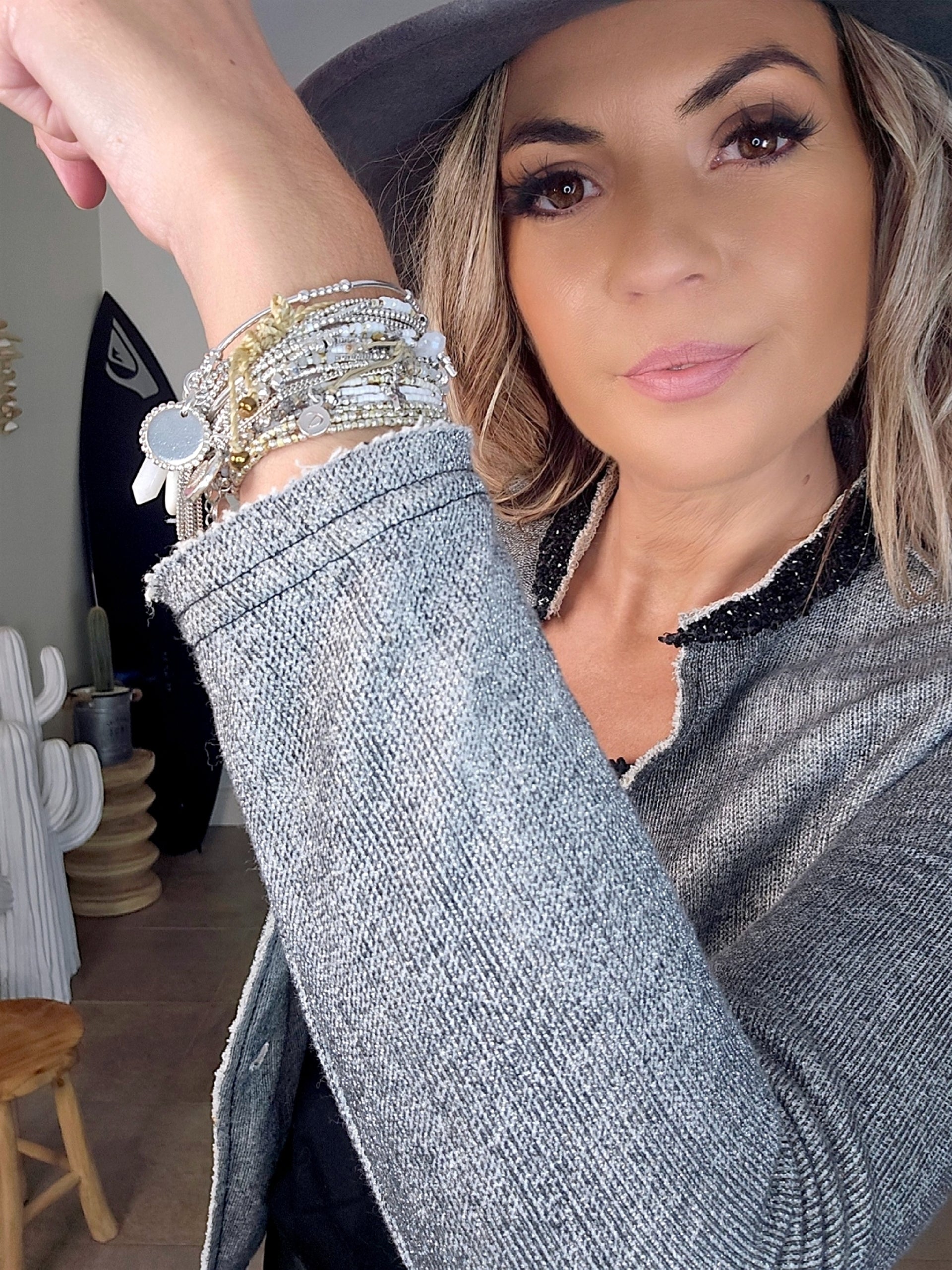 Veste star grise argentée