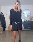 Pull noir éclairs strass