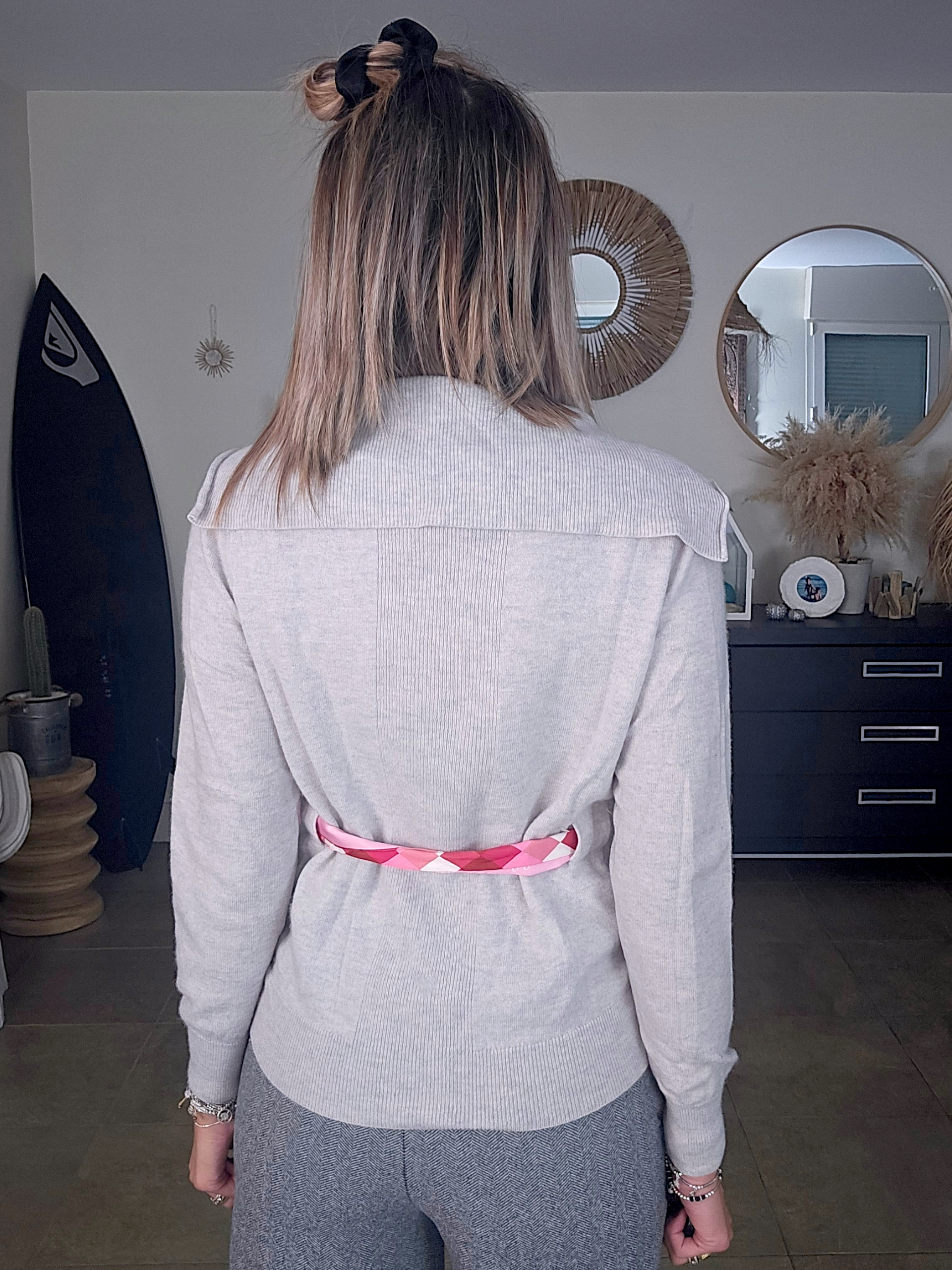 Pull camionneur gris clair en cachemire