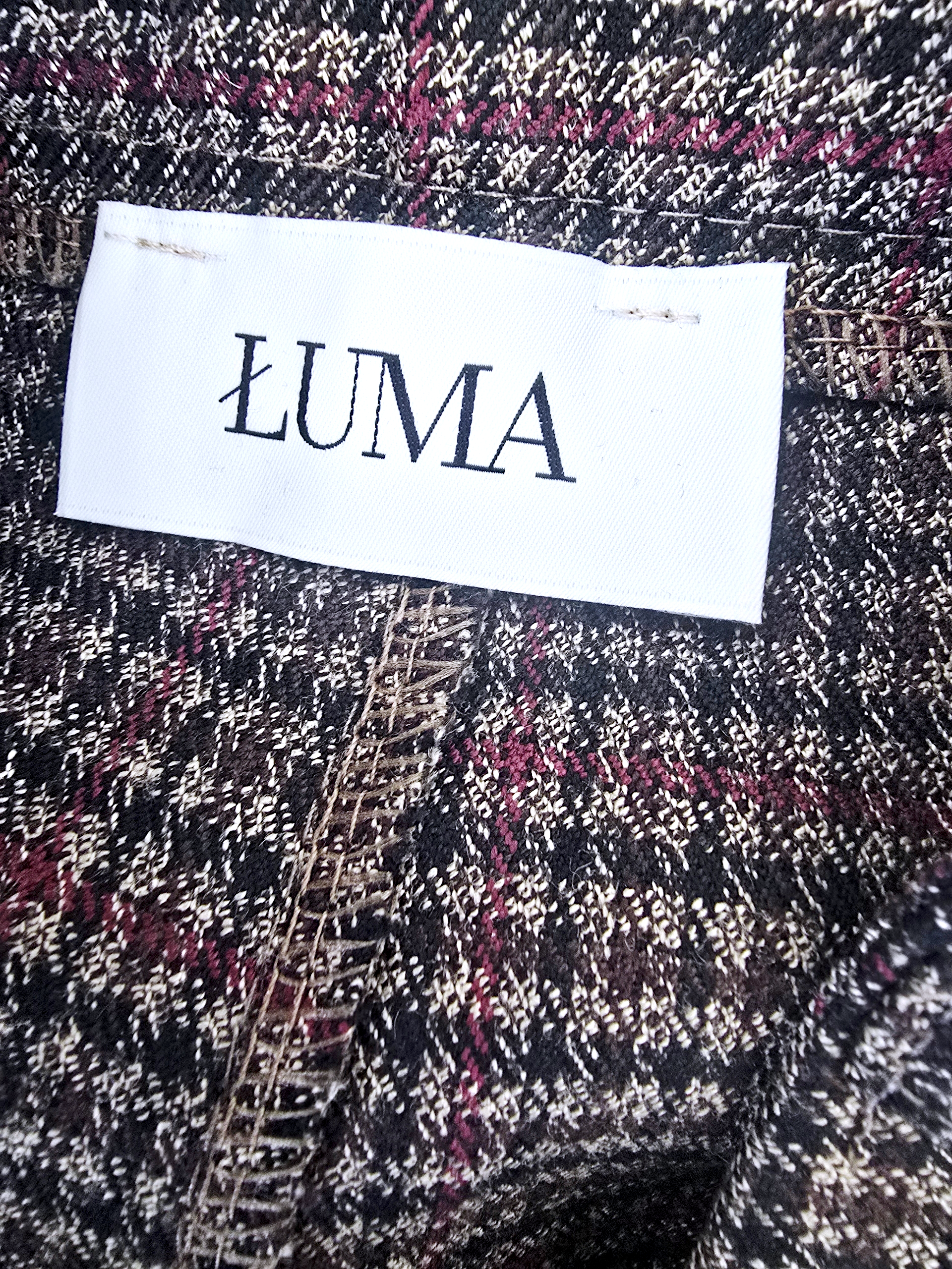 Pantalon marron imprimé pied-de-poule.