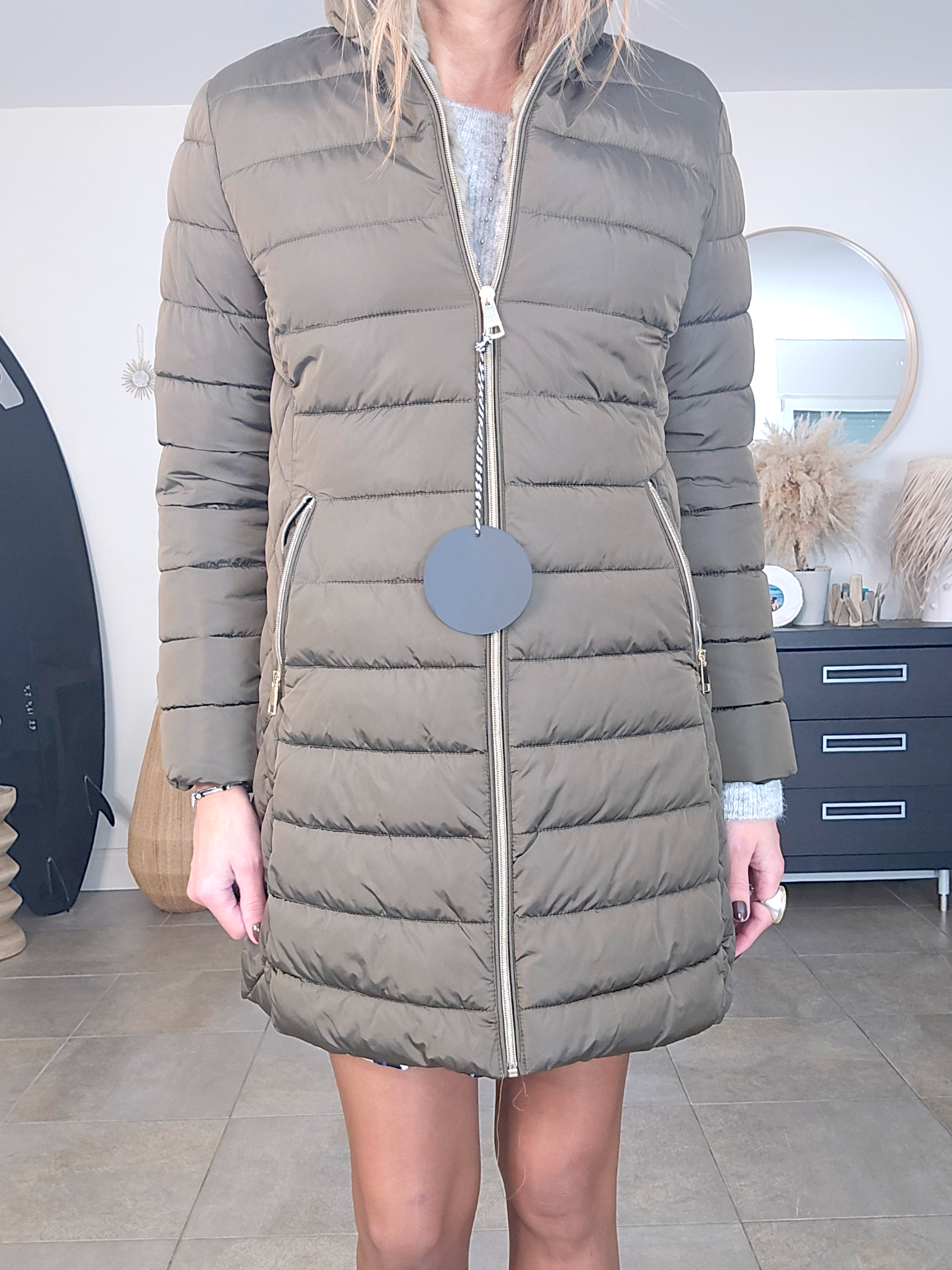 Doudoune matelassée kaki