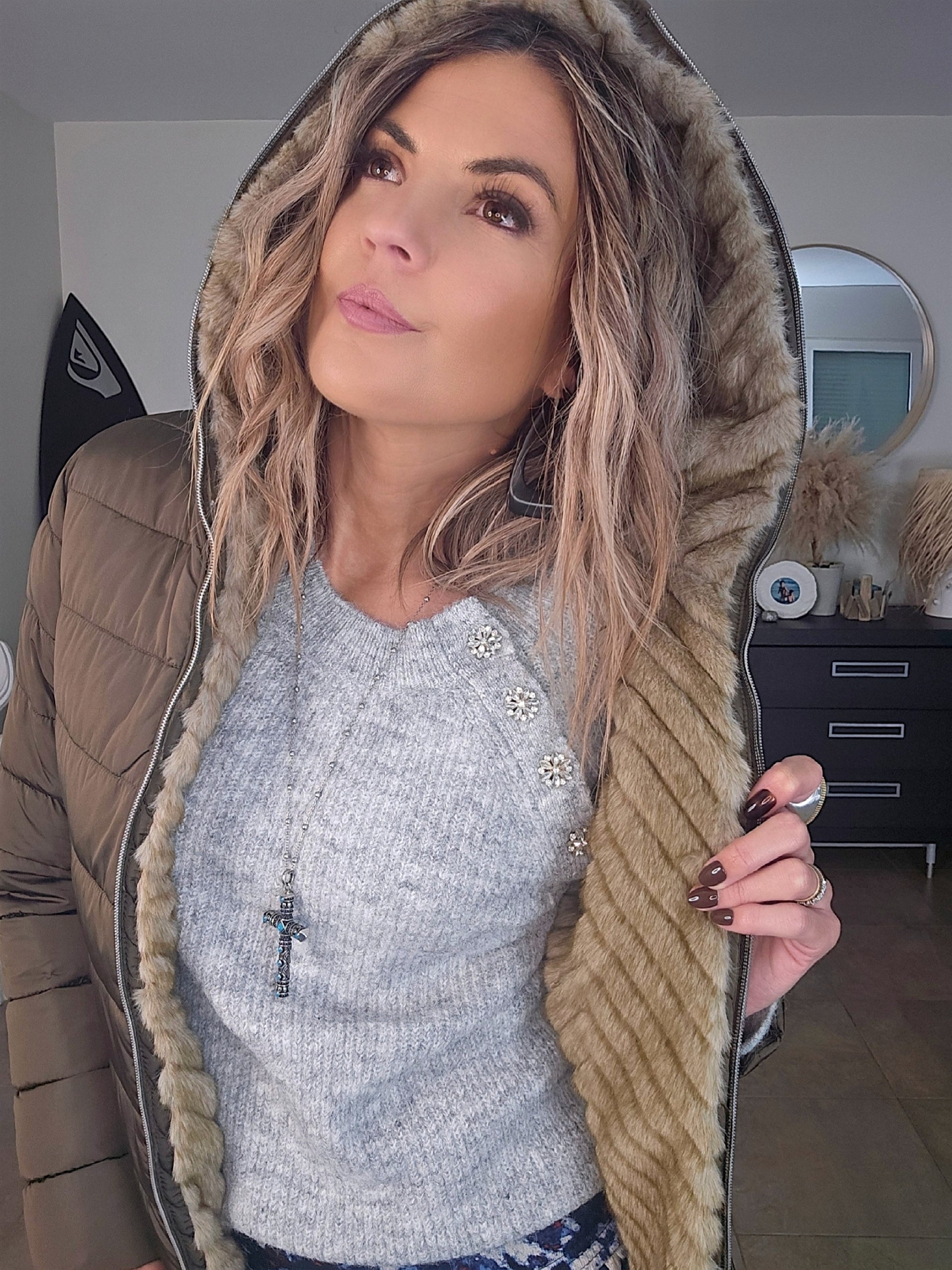 Doudoune matelassée kaki