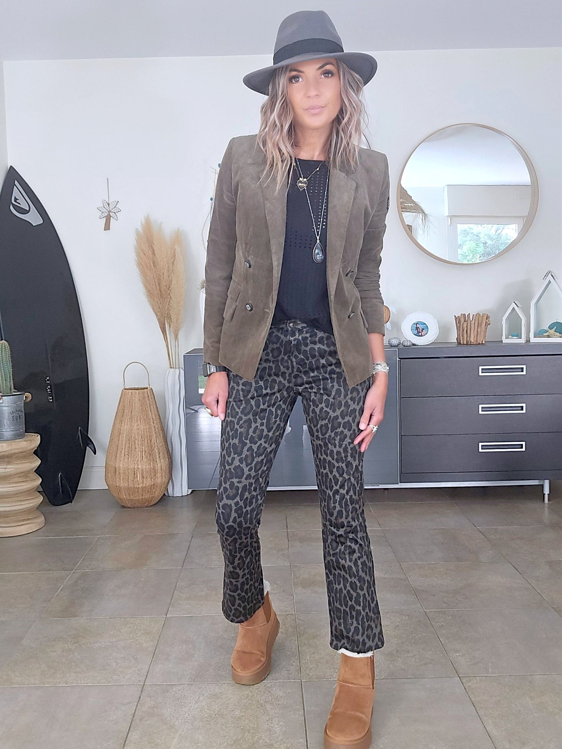 Pantalon léopard kaki