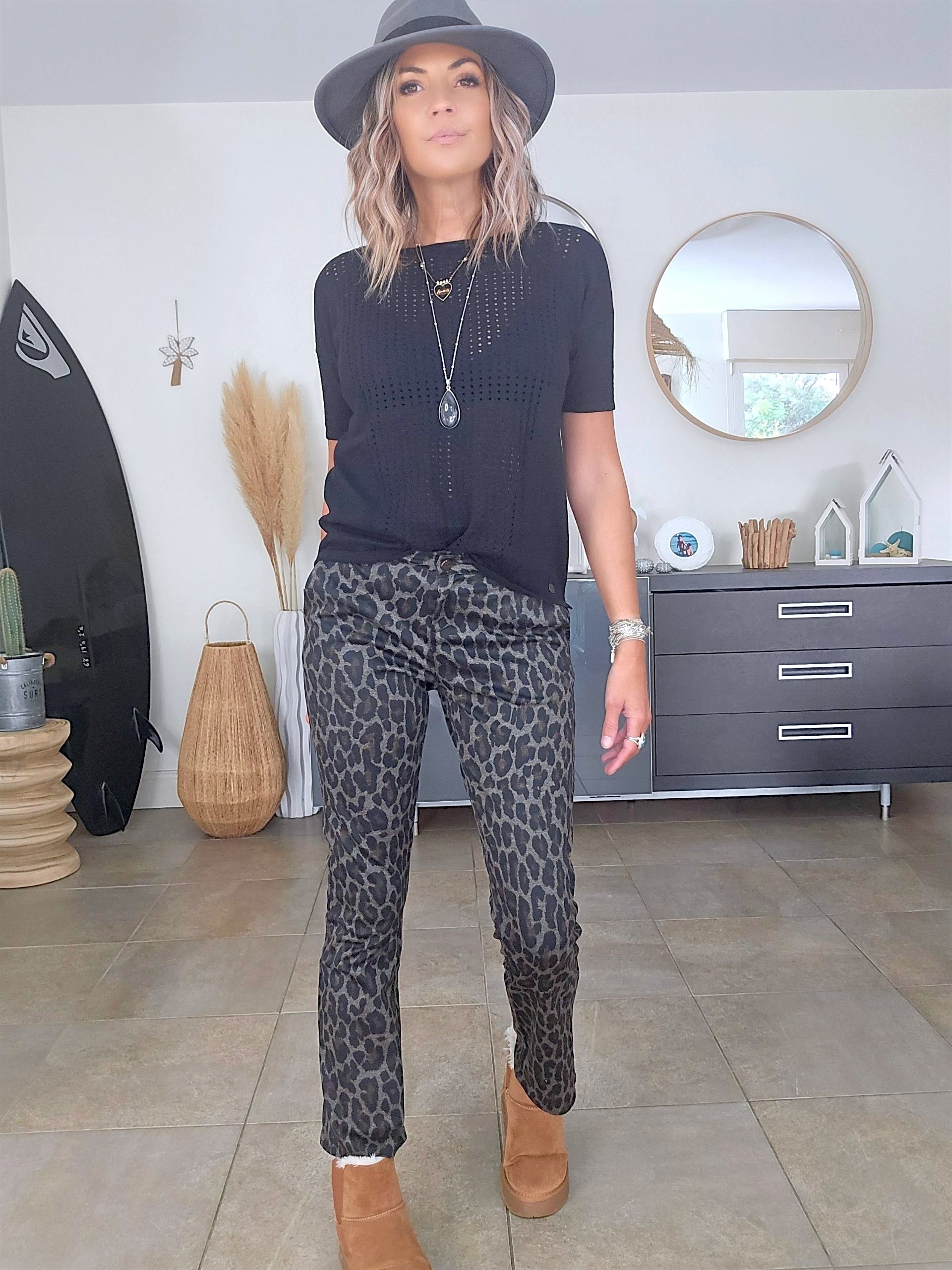 Pantalon léopard kaki