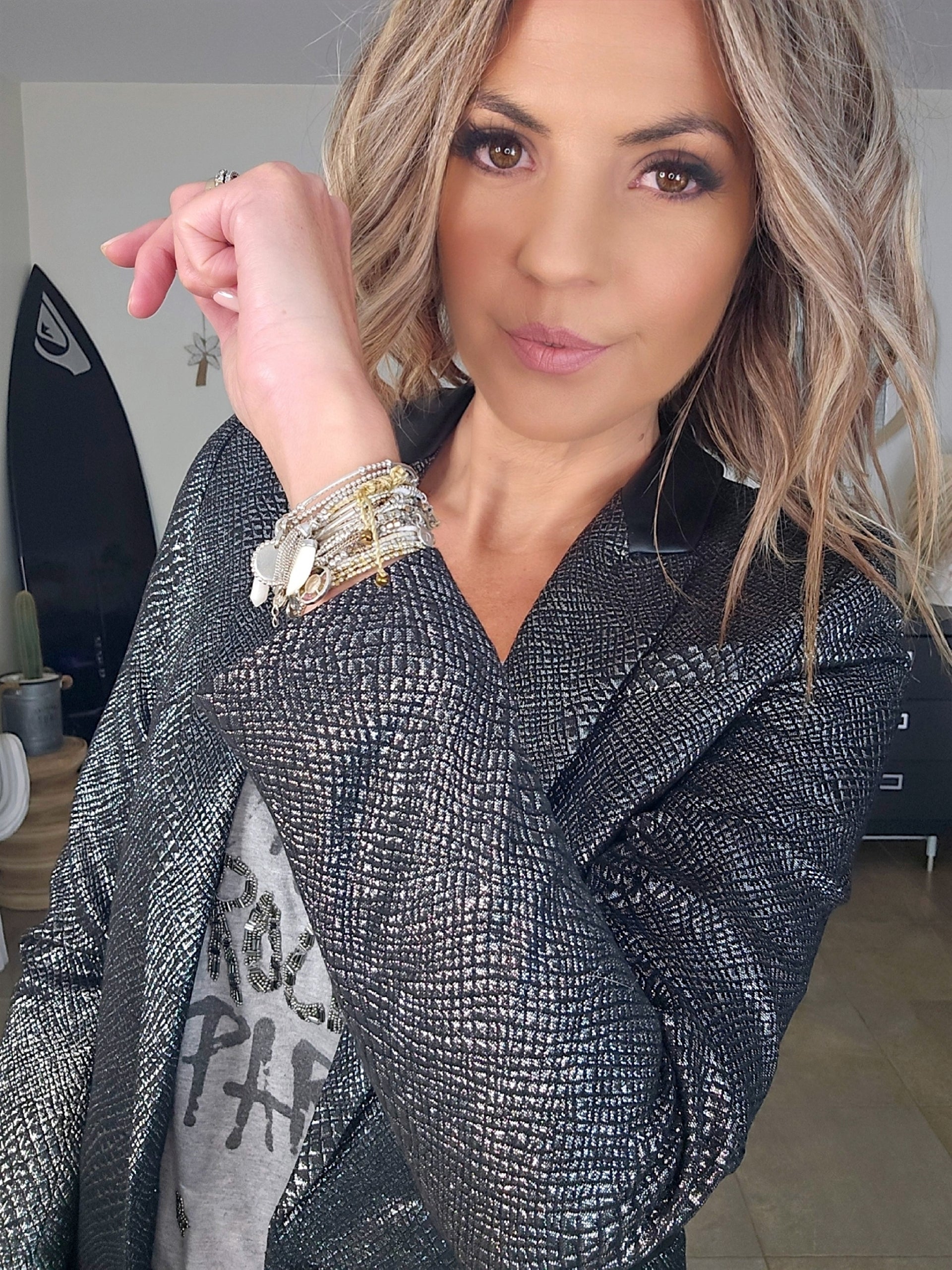 Veste cintrée argentée