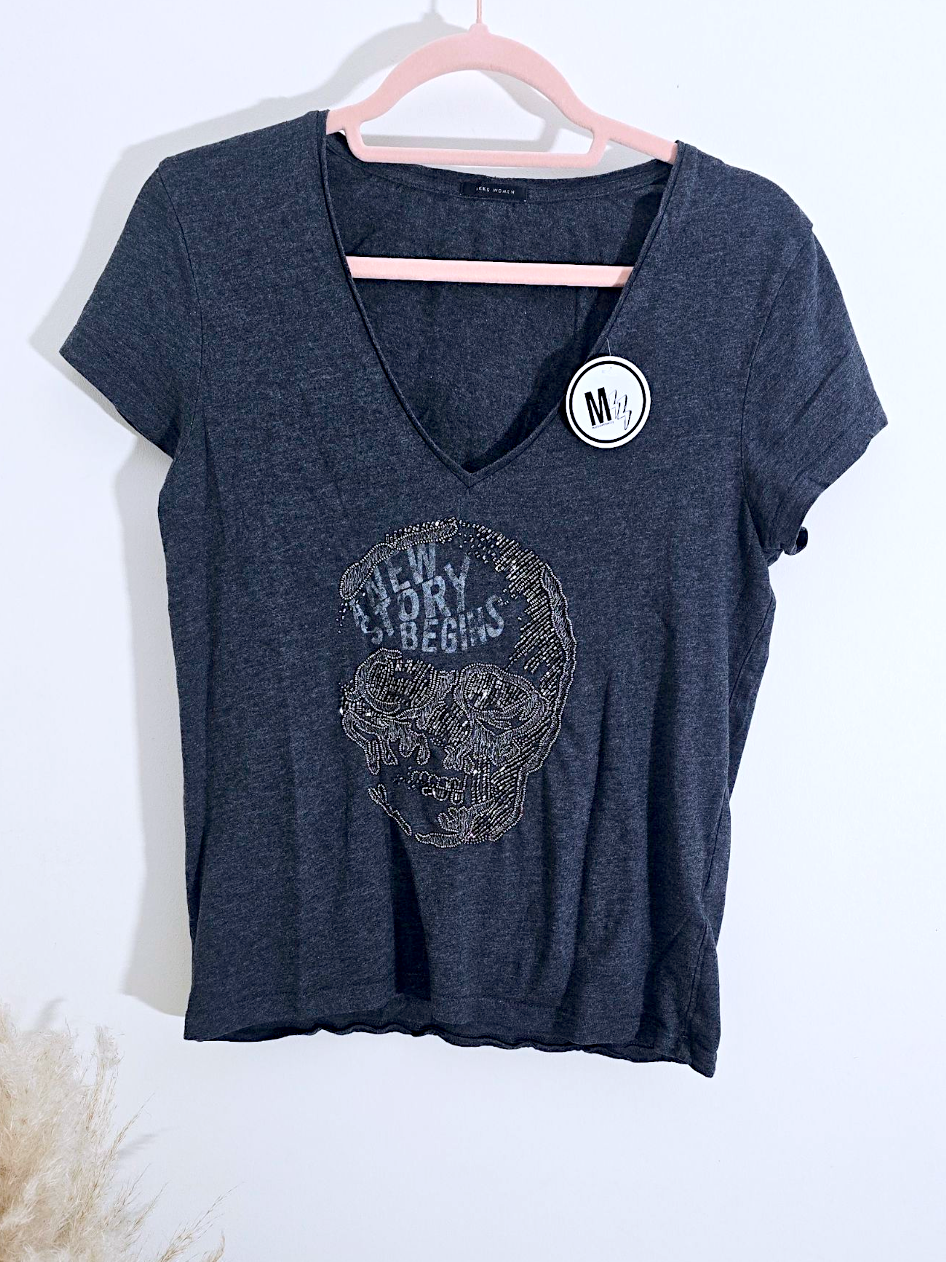 T-shirt skull gris anthracite