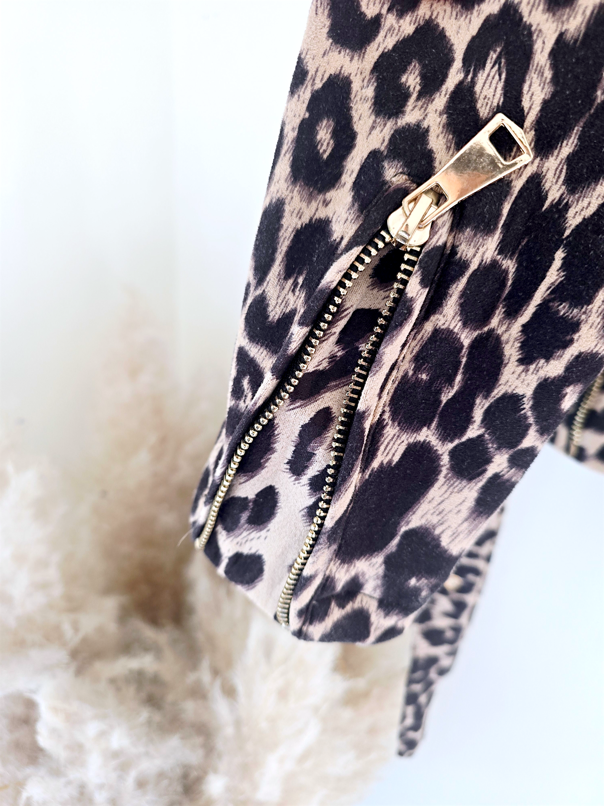 Perfecto suédine à imprimé léopard