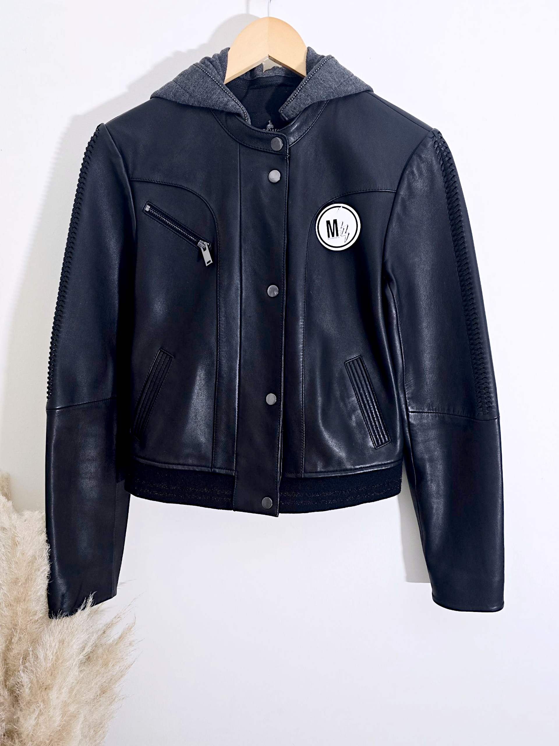 Bombers noir cuir véritable