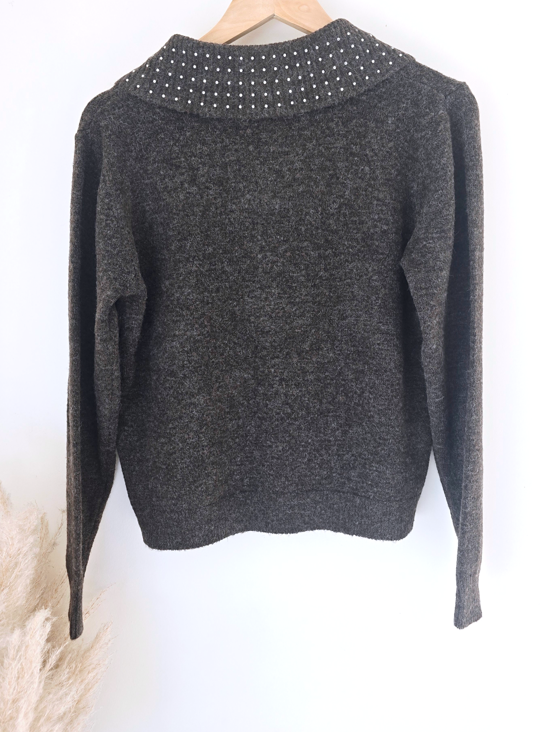 Cardigan marron à strass